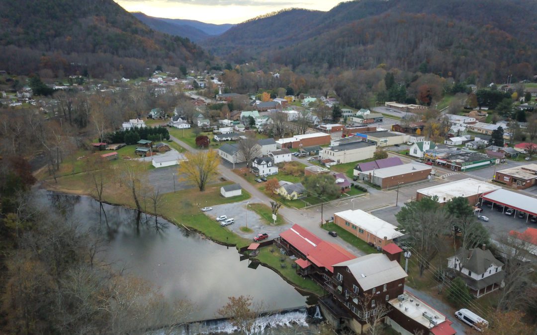 An aerial view of the Old Mill Inn in Damascus.