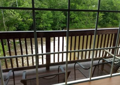 Second-floor balcony view at the Damascus Old Mill Inn.