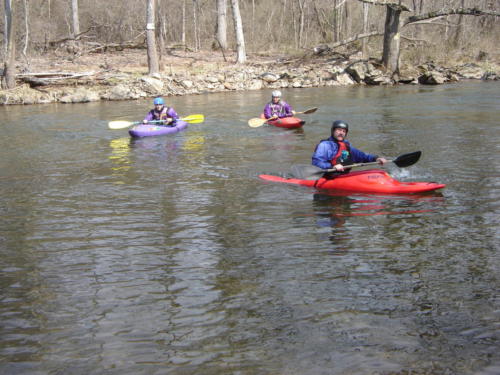 Damascus kayakers behind old mill